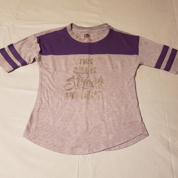 Purple Baseball Style Top with Silver Graphics - Picture 1 of 4